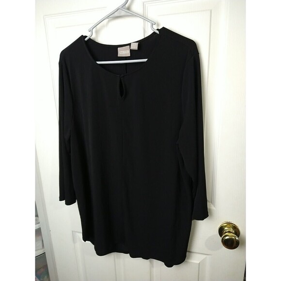 Chicos Black Keyhole Neck Hi Low Hemline. Size 3/L - Picture 2 of 11